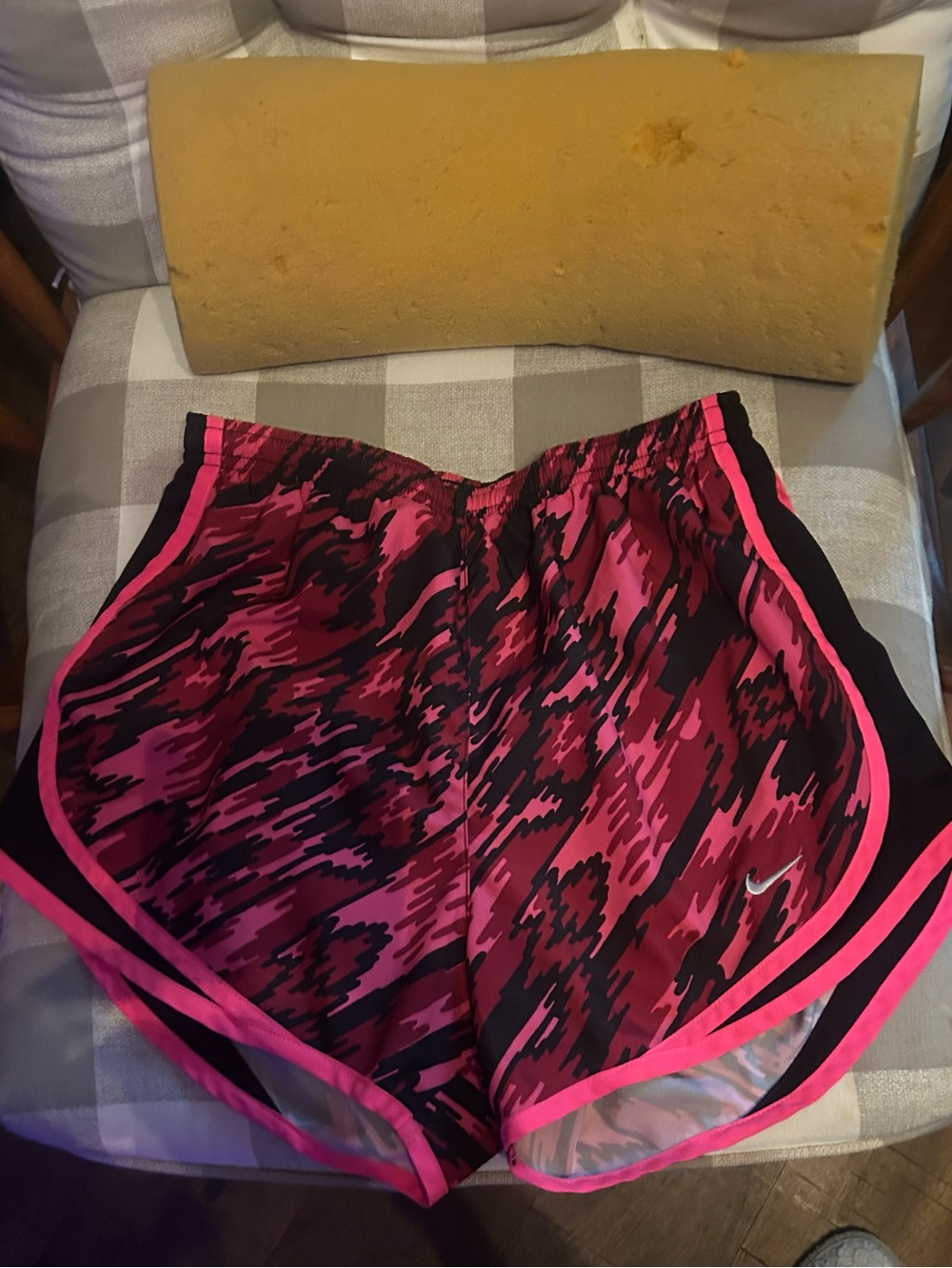Nike Women's Hot Pink and Black Camo Athletic Shorts